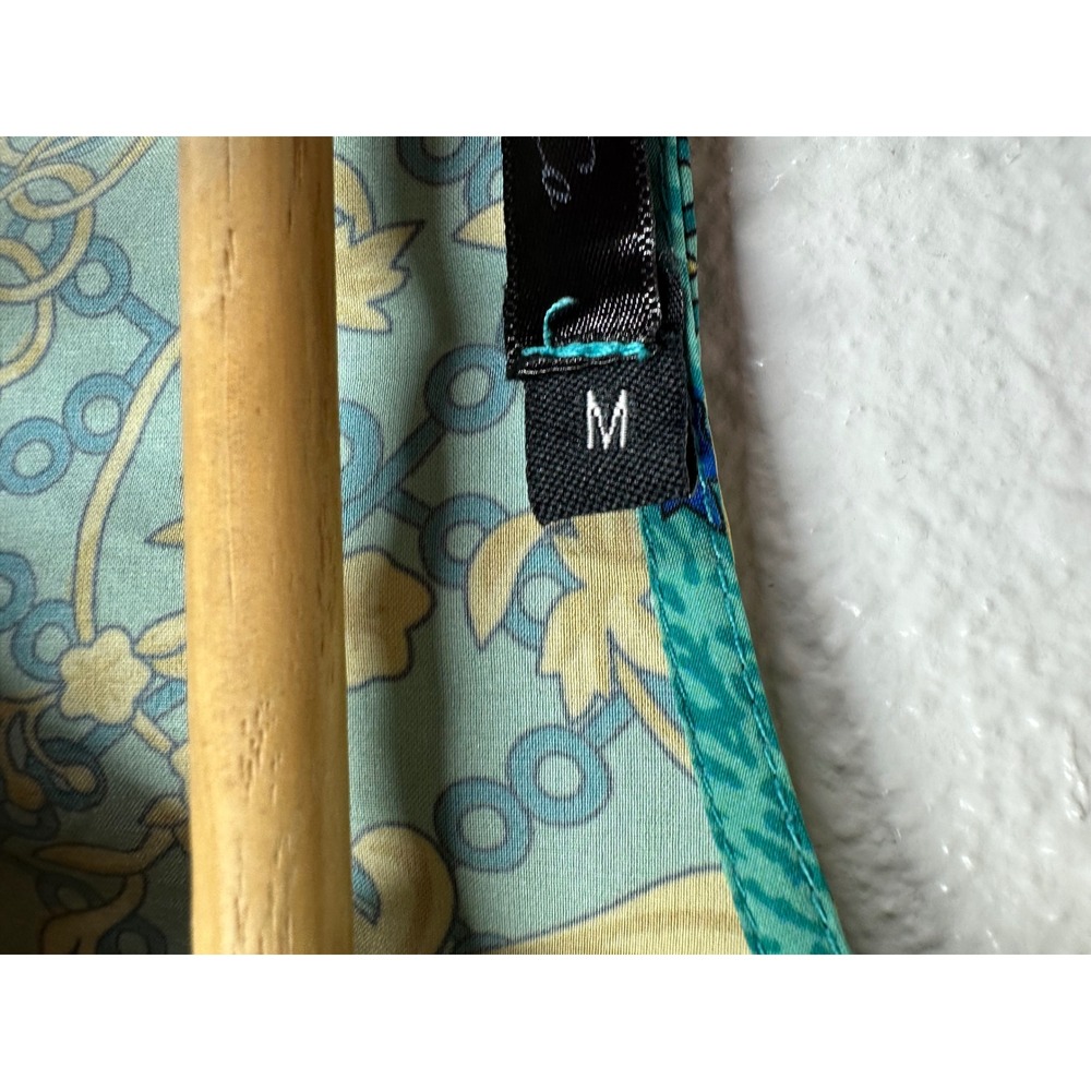 Urban CoCo Tunic‎ Top Womens Medium Teal Orange Baroque Print Tassel Tie Blouse - Picture 4 of 10